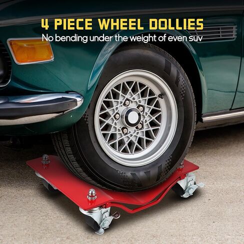 مجموعة Car dolly من 4-10000 رطل دمى عجلة الثقيلة للسيارات المتحركة والشاحنات وسيارات الدفع الرباعي - 2.5 بوصة العذراء مع الإطار الصلب المقوى وتصميم مضاد للانزلاق - المرآب ، محرك مركبة متجر السيارات in Kuwait
