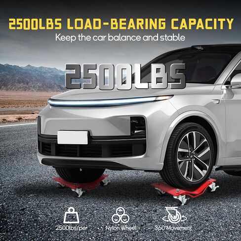 مجموعة Car dolly من 4-10000 رطل دمى عجلة الثقيلة للسيارات المتحركة والشاحنات وسيارات الدفع الرباعي - 2.5 بوصة العذراء مع الإطار الصلب المقوى وتصميم مضاد للانزلاق - المرآب ، محرك مركبة متجر السيارات in Kuwait