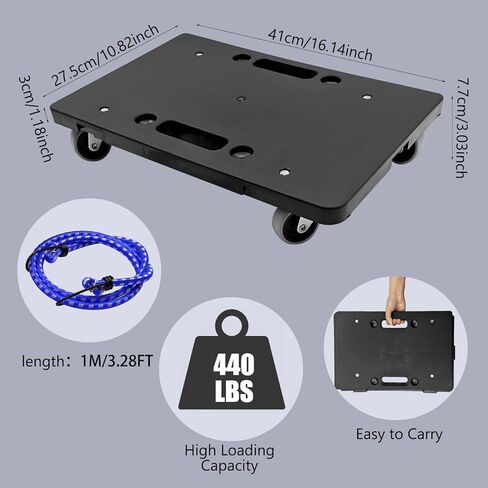 الأثاث dolly ، محرك الأثاث المحمول مع 4 عجلات ثقيلة Dolly Dolly لنقل الأثاث 440 رطلا سعة التصميم dolly cart (1 ، الأسود) in Kuwait