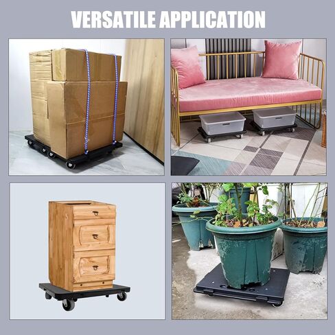 الأثاث dolly ، محرك الأثاث المحمول مع 4 عجلات ثقيلة Dolly Dolly لنقل الأثاث 440 رطلا سعة التصميم dolly cart (1 ، الأسود) in Kuwait