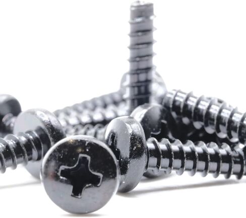 ReplacementScrews ST4 x 16mm Metric Coarse Thread Self Tapping Screws (4mm Diameter, 16mm Length, Blunt Tip) Pan Head Phillips Drive - Black Oxide (Pack of 5) in Saudi Arabia