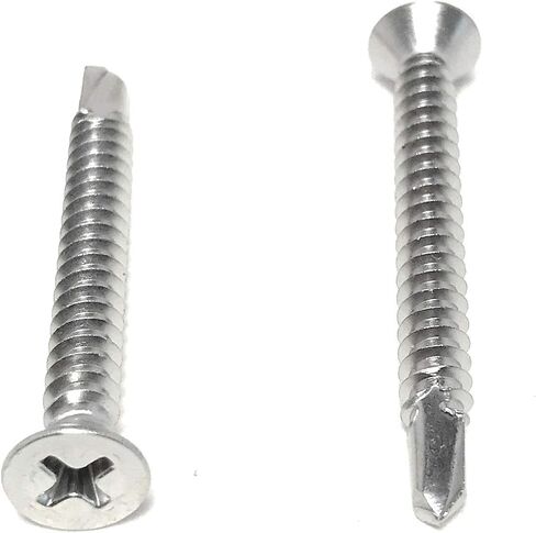 #10x1 3/4 Stainless Steel Phillips Flat Head Self Drilling Tapping TEK Screw (410 Stainless Steel) 50 Pieces 10X1 3/4" in Saudi Arabia