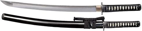 سلسلة Cold Steel Warrior Series Katana Samurai Sword مع مقبض الجلد بالأشعة ، والخشب الأسود غلاف خشب ، وسلك جديلة أسود ونحاس Menuki ، Wakizashi in Saudi Arabia