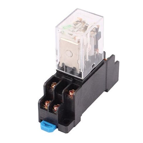 2pcs HH52P-L DC 12V Coil 8Screw Terminal 35mm DIN Rail Rail Red Relay W Socket in Saudi Arabia