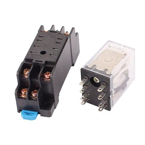 2pcs HH52P-L DC 12V Coil 8Screw Terminal 35mm DIN Rail Rail Red Relay W Socket in Saudi Arabia