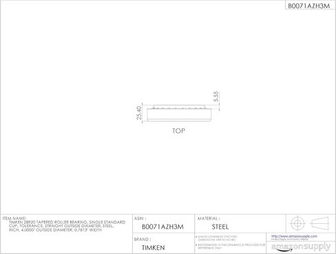 Timken 28920 محمل أسطوانة مدبب ، كوب واحد ، التسامح القياسي ، القطر الخارجي المستقيم ، الفولاذ ، بوصة ، 4.0000 "قطره خارج ، 0.7813" in Saudi Arabia