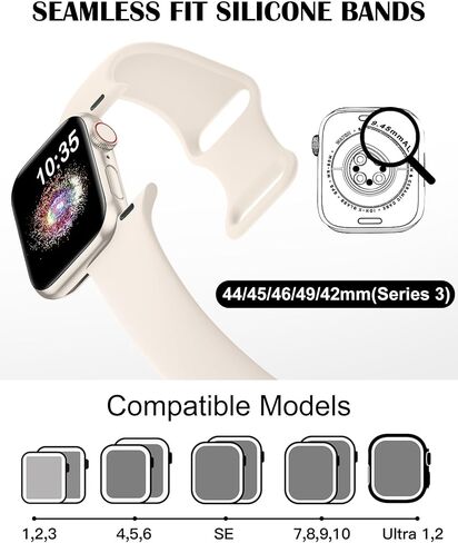 TreasureMax Sport Band Compatible with Apple Watch Bands 38mm 40mm 41mm 42mm 44mm 45mm 46mm 49mm White, Soft Silicone Strap Compatible for Apple Watch Series 11 10 9 Ultra SE 8 7 6 5 4 3 Men Women in Kuwait