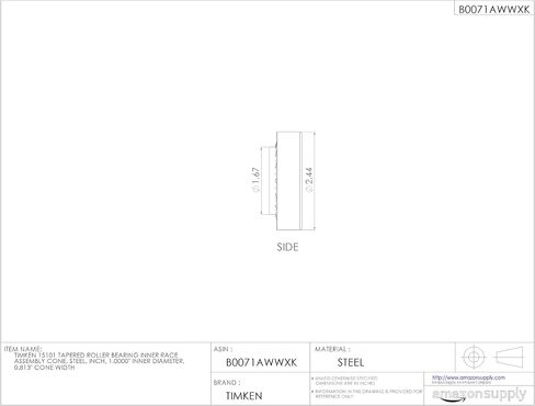 Timken 15101 مدبب أسطوانة تحمل مجموعة السباق الداخلية المخروط ، الصلب ، بوصة ، 1.0000 "القطر الداخلي ، 0.813" عرض مخروط in Saudi Arabia