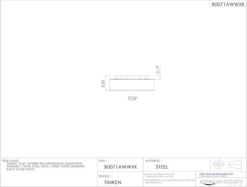 Timken 15101 مدبب أسطوانة تحمل مجموعة السباق الداخلية المخروط ، الصلب ، بوصة ، 1.0000 "القطر الداخلي ، 0.813" عرض مخروط in Saudi Arabia
