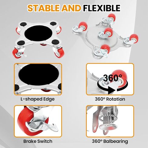 Upgrade Large Furniture Dolly, 3474 lbs Load Capacity-Furniture Lifter with 5 Wheels, Carbon Steel Panel Furniture Movers, Locking 360° Swivel Rubber Casters, Heavy Duty Furniture Sliders (6.9x6.5 in) in Kuwait