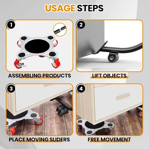 Upgrade Large Furniture Dolly, 3474 lbs Load Capacity-Furniture Lifter with 5 Wheels, Carbon Steel Panel Furniture Movers, Locking 360° Swivel Rubber Casters, Heavy Duty Furniture Sliders (6.9x6.5 in) in Kuwait