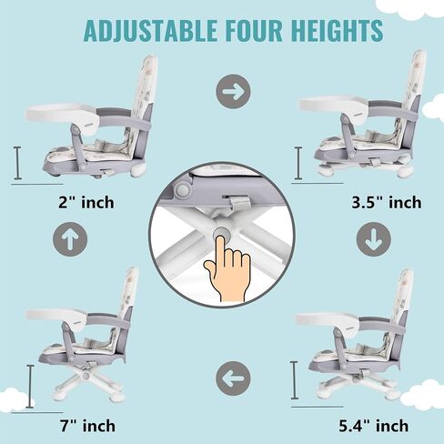 Dream On Me Munch N Go Booster Seat for Dining Table, Lightweight Compact Fold Travel Booster Seat, 3-in-1 Convertible, Four Level Height Adjustment and Easy Tray Removal in Saudi Arabia