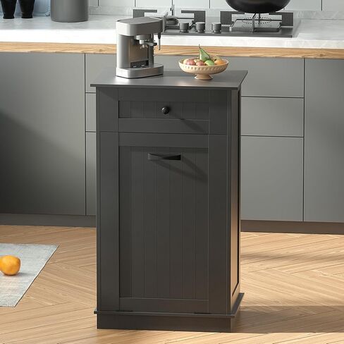 حاكم القمامة الخشبية خارج القمامة ، و 10 جالون دليل القمامة الحامل ، وجزيرة المطبخ مع عائق الغسيل ، أبيض in Kuwait