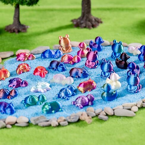 140 Pcs 3D Printed Mini Animals Set - Flowers, Owls, Puppies, Cats, Turtles, Spiders, Ducks, Spiders, Rats，2cm Figurines Gradient Colors, Safe Eco-friendly Material for Car，Home and Office Deco in Kuwait