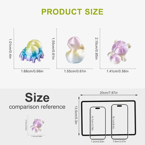 140 Pcs 3D Printed Mini Animals Set - Flowers, Owls, Puppies, Cats, Turtles, Spiders, Ducks, Spiders, Rats，2cm Figurines Gradient Colors, Safe Eco-friendly Material for Car，Home and Office Deco in Kuwait