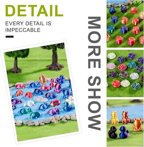 140 Pcs 3D Printed Mini Animals Set - Flowers, Owls, Puppies, Cats, Turtles, Spiders, Ducks, Spiders, Rats，2cm Figurines Gradient Colors, Safe Eco-friendly Material for Car，Home and Office Deco in Kuwait