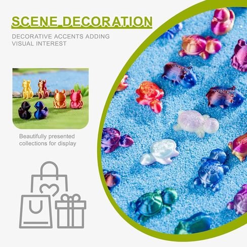 140 Pcs 3D Printed Mini Animals Set - Flowers, Owls, Puppies, Cats, Turtles, Spiders, Ducks, Spiders, Rats，2cm Figurines Gradient Colors, Safe Eco-friendly Material for Car，Home and Office Deco in Kuwait