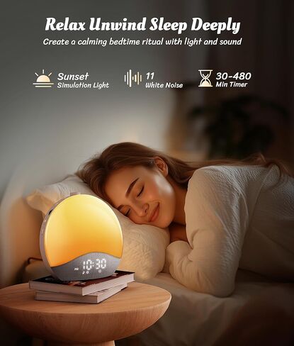إنذار الخشب البيئي للحبوب الخشبية على مدار الساعة ، آلة صوت الضوضاء البيضاء ، مصابيح المزامنة الموسيقية ، أزرار إضاءة خلفية مطورة لغرف النوم ، 26 أصواتًا مهدئة ، أضواء ليلية 17 ، تستيقظ للضوء للنوم الثقيل in Kuwait