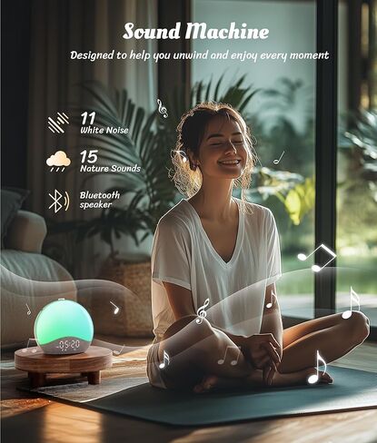 إنذار الخشب البيئي للحبوب الخشبية على مدار الساعة ، آلة صوت الضوضاء البيضاء ، مصابيح المزامنة الموسيقية ، أزرار إضاءة خلفية مطورة لغرف النوم ، 26 أصواتًا مهدئة ، أضواء ليلية 17 ، تستيقظ للضوء للنوم الثقيل in Kuwait