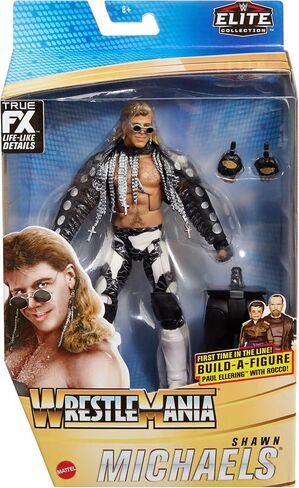WWE Wrestlemania 37 Elite Collection Shawn Michaels Action Figure with Entrance VestSunglasses and Paul Ellering and Rocco BuildAFigure Pieces6 in Posable Collectible Gift for WWE Fans in Saudi Arabia