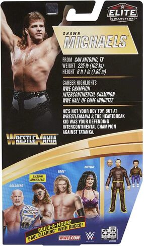 WWE Wrestlemania 37 Elite Collection Shawn Michaels Action Figure with Entrance VestSunglasses and Paul Ellering and Rocco BuildAFigure Pieces6 in Posable Collectible Gift for WWE Fans in Saudi Arabia