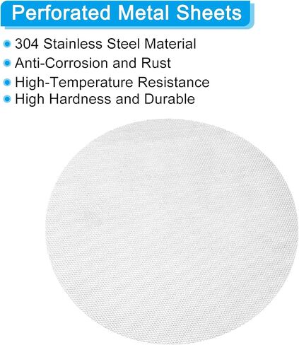 PATIKIL 4" Diameter 304 Stainless Steel Perforated Sheet, 2 Pcs 0.06" Hole 19GA Expanded Metal Mesh Round Slices Plate Screen Decorative Meshes for Ventilation Grill Smoking, Silver Tone in Saudi Arabia