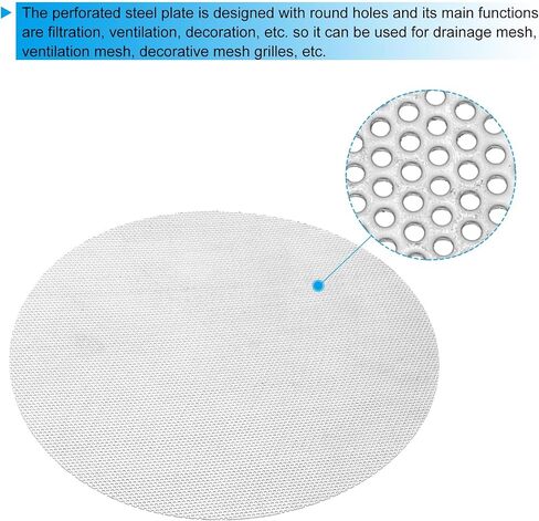 PATIKIL 4" Diameter 304 Stainless Steel Perforated Sheet, 2 Pcs 0.06" Hole 19GA Expanded Metal Mesh Round Slices Plate Screen Decorative Meshes for Ventilation Grill Smoking, Silver Tone in Saudi Arabia