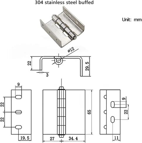Hyperbolic Irregular Hinge 304 SS-Buffed 1Pcs in Saudi Arabia