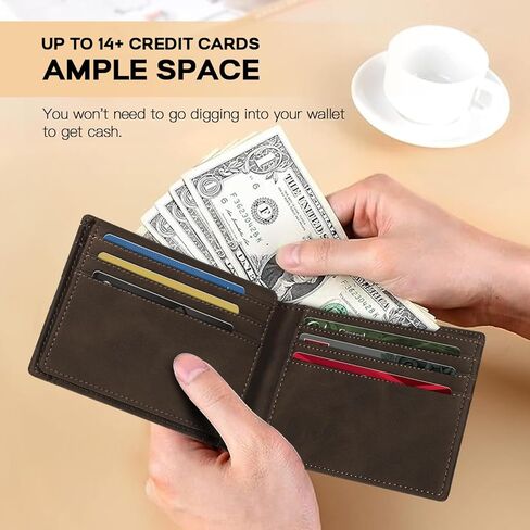 RUNBOX Airtag Wallet for Men 15 Cards Wallets Slim Rfid Leather 2 ID Window With Gift Box in Kuwait