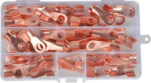 100pcs/box Wire Terminal OT-3A/5A/10A Non-Insulated Ring Cable Connector Diameter Red Copper Round Connector Bare Cell Open Lug(OT-5A 100PCS) in Saudi Arabia