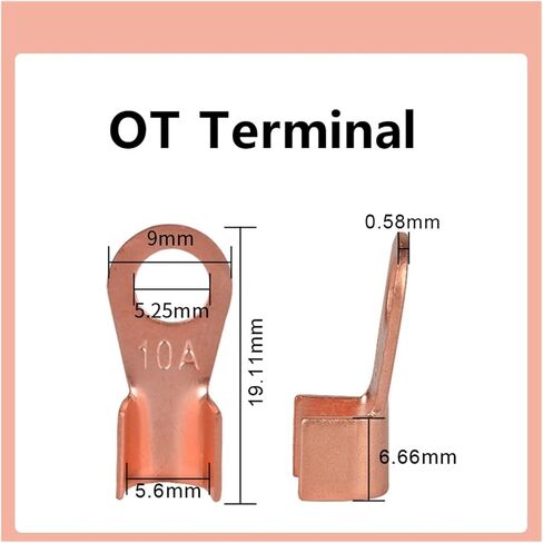 100pcs/box Wire Terminal OT-3A/5A/10A Non-Insulated Ring Cable Connector Diameter Red Copper Round Connector Bare Cell Open Lug(OT-5A 100PCS) in Saudi Arabia