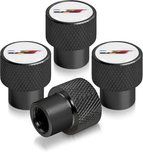 for Cadillac V Logo in Black on Black Aluminum Tire Valve Stem Caps in Saudi Arabia