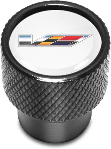 for Cadillac V Logo in Black on Black Aluminum Tire Valve Stem Caps in Saudi Arabia