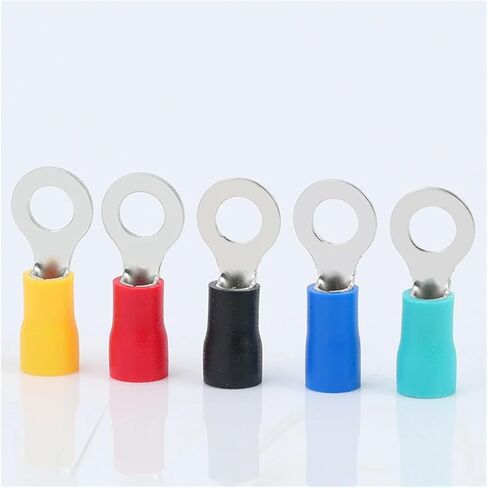 50 PCS RV Terminal Lug Wire Connector Insulated Cable Connector Ring Crimp Terminal RV1.25/2/5.5 22-10AWG 0.5-6mm2(RV2-6) in Saudi Arabia