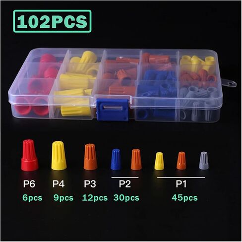 102 PCS Spiral Wire Connector Insulated Spring Crimp Terminal Cap Cable Connector Quick Connection Terminal P1 P2 P3 P4 P6 in Saudi Arabia