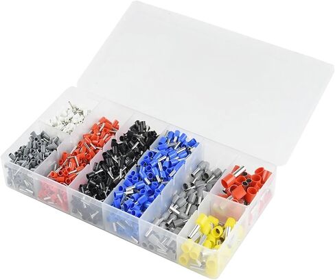 1200 Piece Wire Ferrule, Insulated Crimp Pin Terminal Kit for Projects, AWG 24-7, 8 Sizes, Ferrule Crimp Kit in Saudi Arabia