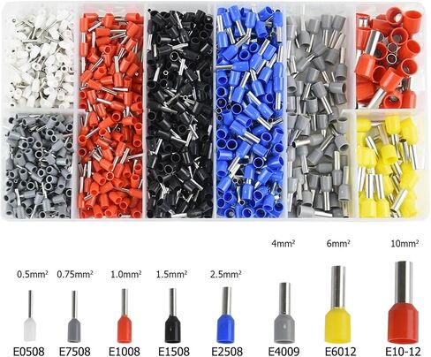 1200 Piece Wire Ferrule, Insulated Crimp Pin Terminal Kit for Projects, AWG 24-7, 8 Sizes, Ferrule Crimp Kit in Saudi Arabia