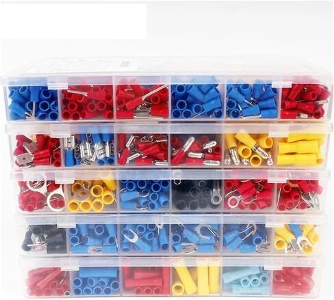 410 PCS Assorted Crimp Pre-Insulated Terminal Spades DBV+PTV 0.5-6MM² 10-22AWG Cold Pressed Pin Cable Connectors in Saudi Arabia