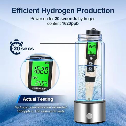 مولد زجاجة ماء الهيدروجين 2 حزمة 2025 W SPE/PEM Tech Water Eonizer ، آلة الماء المهدرج المحمولة تحسين الماء في 3 دقائق غنية بالهيدروجين in Kuwait