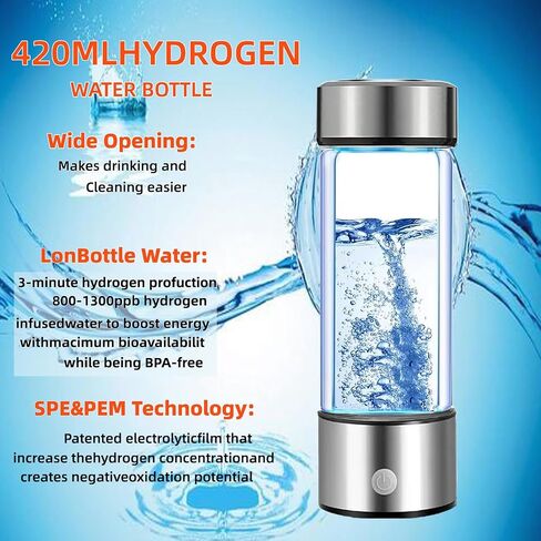 مولد زجاجة ماء الهيدروجين 2 حزمة 2025 W SPE/PEM Tech Water Eonizer ، آلة الماء المهدرج المحمولة تحسين الماء في 3 دقائق غنية بالهيدروجين in Kuwait