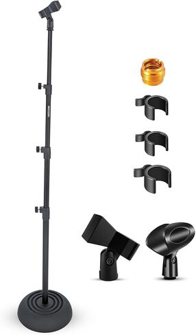 5 Core Mic Stand Floor Heavy Duty Height Adjustable 37.5-70 Inch Microphone Stands Pedestal Round Base Soporte De micrófono for Singing On Stage Studio - MS RBP5 in Saudi Arabia
