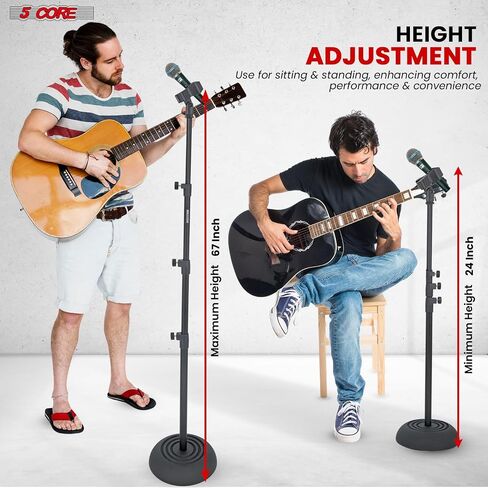 5 Core Mic Stand Floor Heavy Duty Height Adjustable 37.5-70 Inch Microphone Stands Pedestal Round Base Soporte De micrófono for Singing On Stage Studio - MS RBP5 in Saudi Arabia