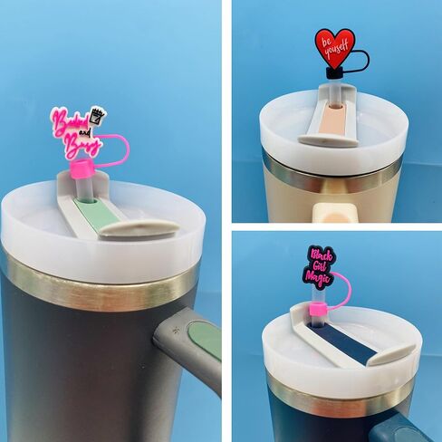 Straw Toppers for Stanley Cups,12pcs Nurse Straw Covers Cap Valentine Straw Toppers Compatible with Stanley 30&40 Oz Tumbler Cup,Reusable Straw Tip Covers for 0.4 Inch/10 mm Straws in Kuwait