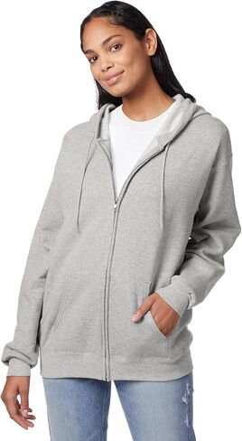 Hanes EcoSmart Full-Zip Hooded Sweatshirt 2XL Smoke Grey in Saudi Arabia
