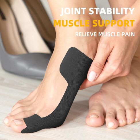 Ieaden precut consiology tape for bunion ، 40 pcs ، courcect and refivel revents ، toe toe big thing and pain ، شريط خالٍ من اللاتكس الخالي من اللاتكس (أسود) (أسود) in Kuwait