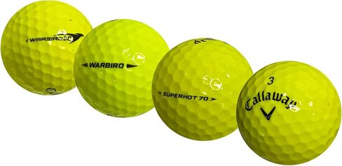 كرات الجولف المعاد تدويرها لـ Callaway Mix - كرات الجولف المستعملة Bulk 4A بالقرب من حالة النعناع - تشمل حقيبة شبكة - (24-48) ، أصفر in Kuwait