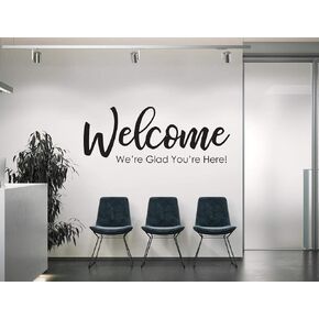 Vinyl Wall Art Decal | Welcome We're Glad You're Here | Door Sign Church Worship Sanctuary Business Shop Company (Brown, 36 x 13.8 Inches) in Saudi Arabia