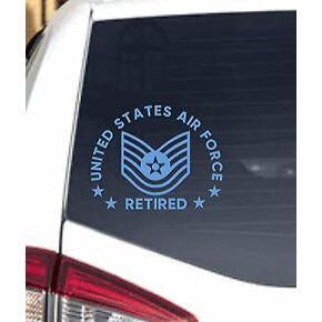 Sticker US AIR Force Technical Sergeant E-6 Retired - Airman USAF Decal United States Army Military for Car Truck Window Laptop Bumper Flag in Kuwait