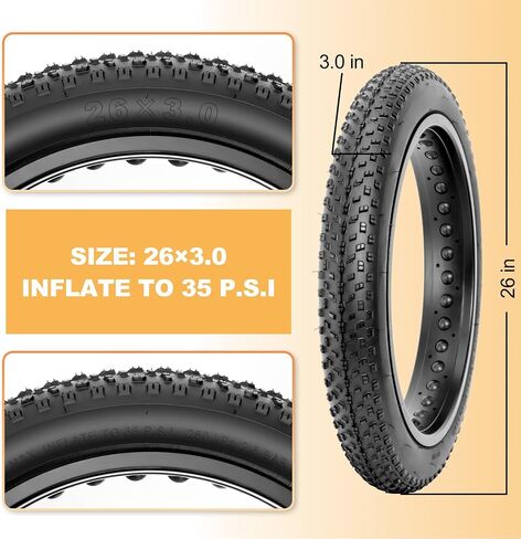 Hycline Fat Bike Pike Tyre: 20x3.0/26 × 3.0 بوصة ، إطارات دراجة MTB مقاومة للثقب ، جميع إطارات الدراجات عالية الكثافة مع شارع أو درب ركوب الخيل in Saudi Arabia