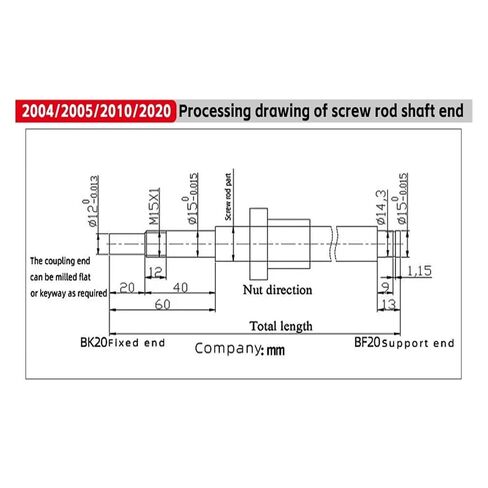 آلة التحكم في الكرة المزدوجة صامد الجوز المسمار 1200mm-2000mm SFU2020 HM15-86 لـ NEMA34 C7 BF20+برغي الكرة SFU2020+اقتران البرقوق XB30*40+COUPLER DSG20H (1300 مم) in Kuwait